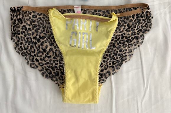 Victoria's Secret Other - NWOT VS PINK Lace Back Bikini Party Girl Leopard Yellow XS 2012